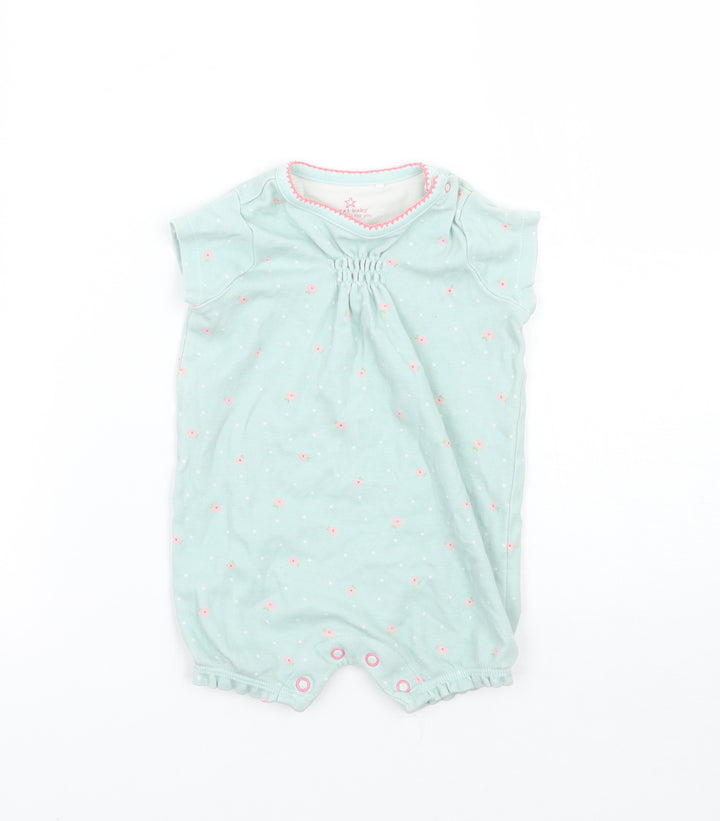 NEXT Girls Green Floral  Babygrow One-Piece Size 3-6 Months