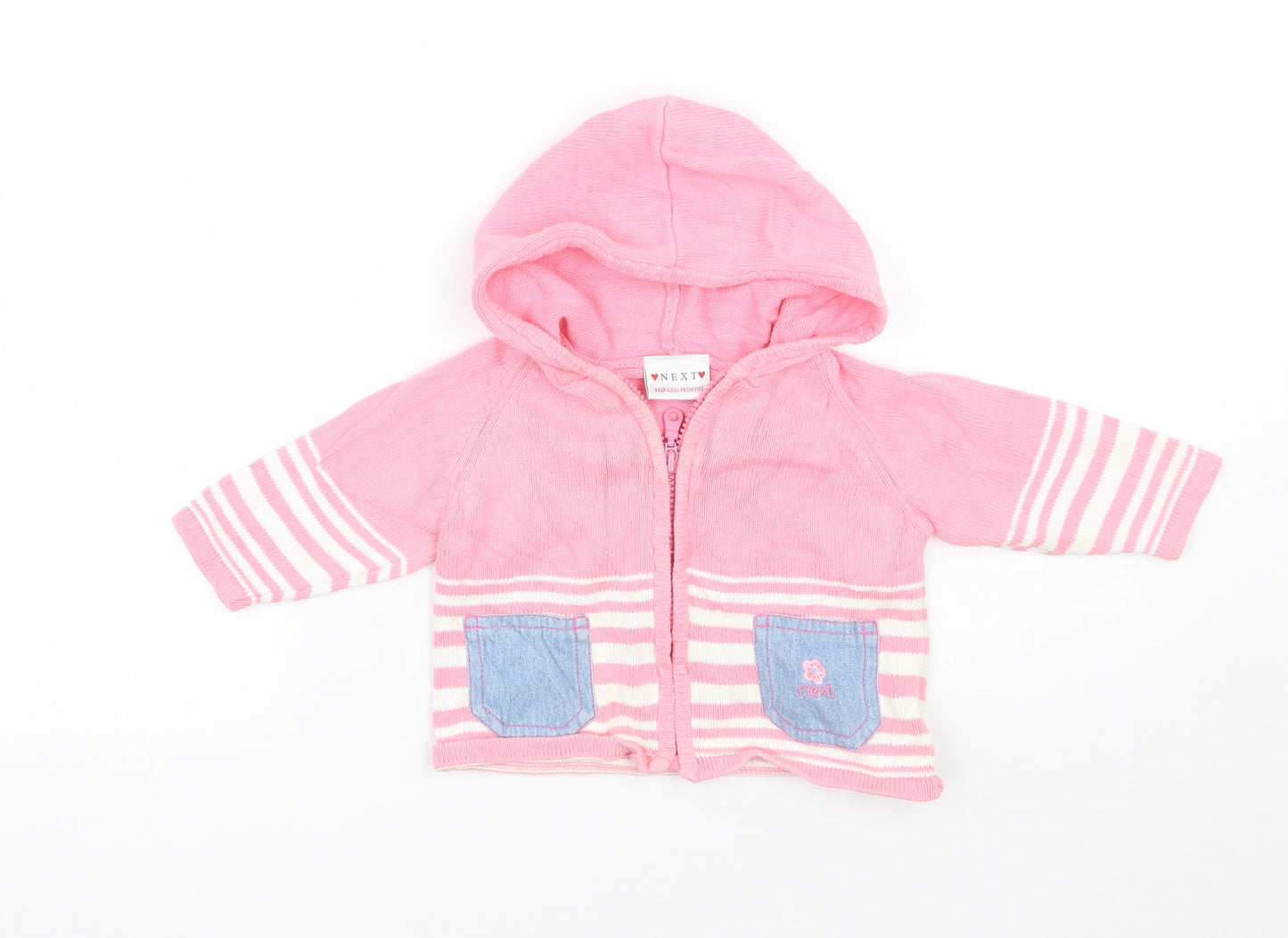 Girls Pink Striped  Jacket  Size 6-9 Months