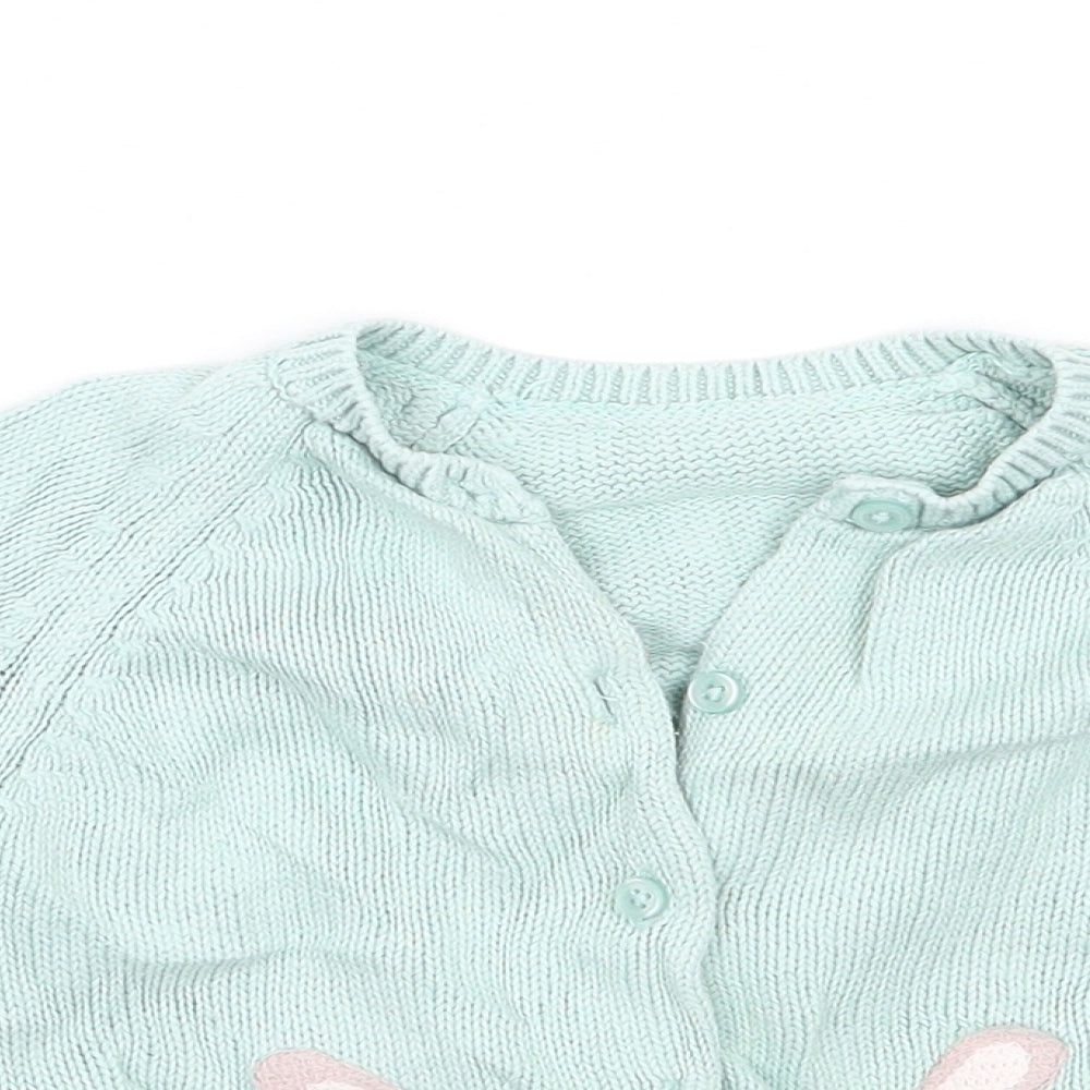 Marks and Spencer Girls Green   Cardigan Jumper Size 6-9 Months