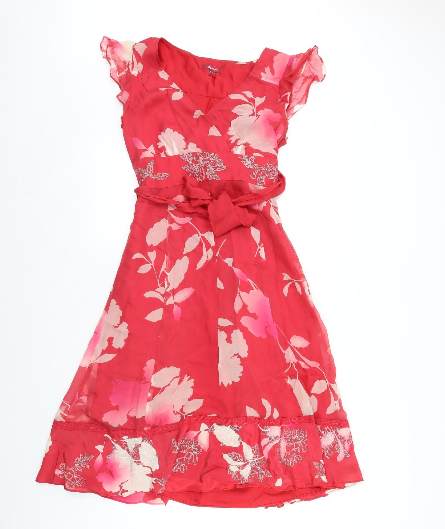Monsoon Womens Red Floral  Fit & Flare  Size 10