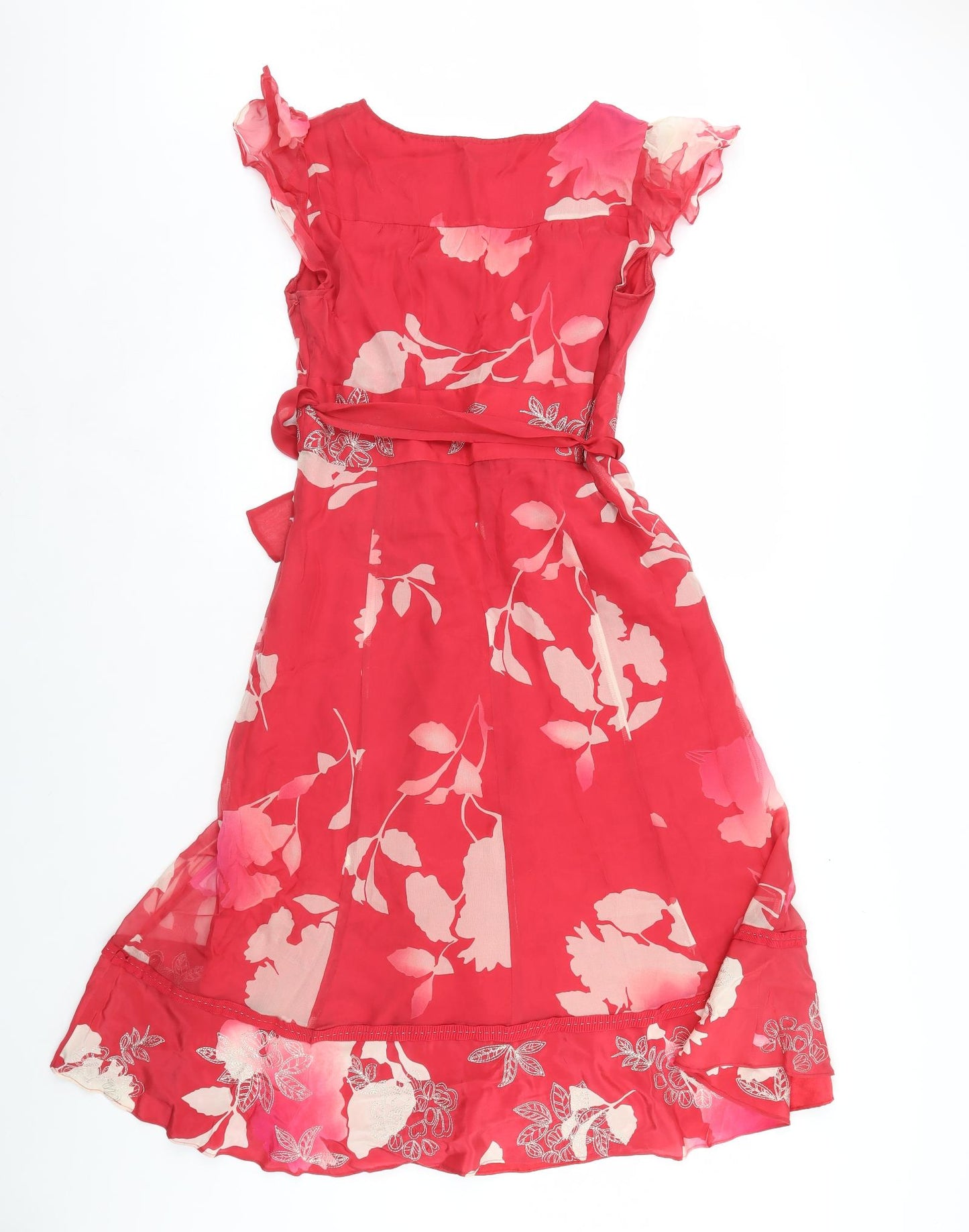 Monsoon Womens Red Floral  Fit & Flare  Size 10