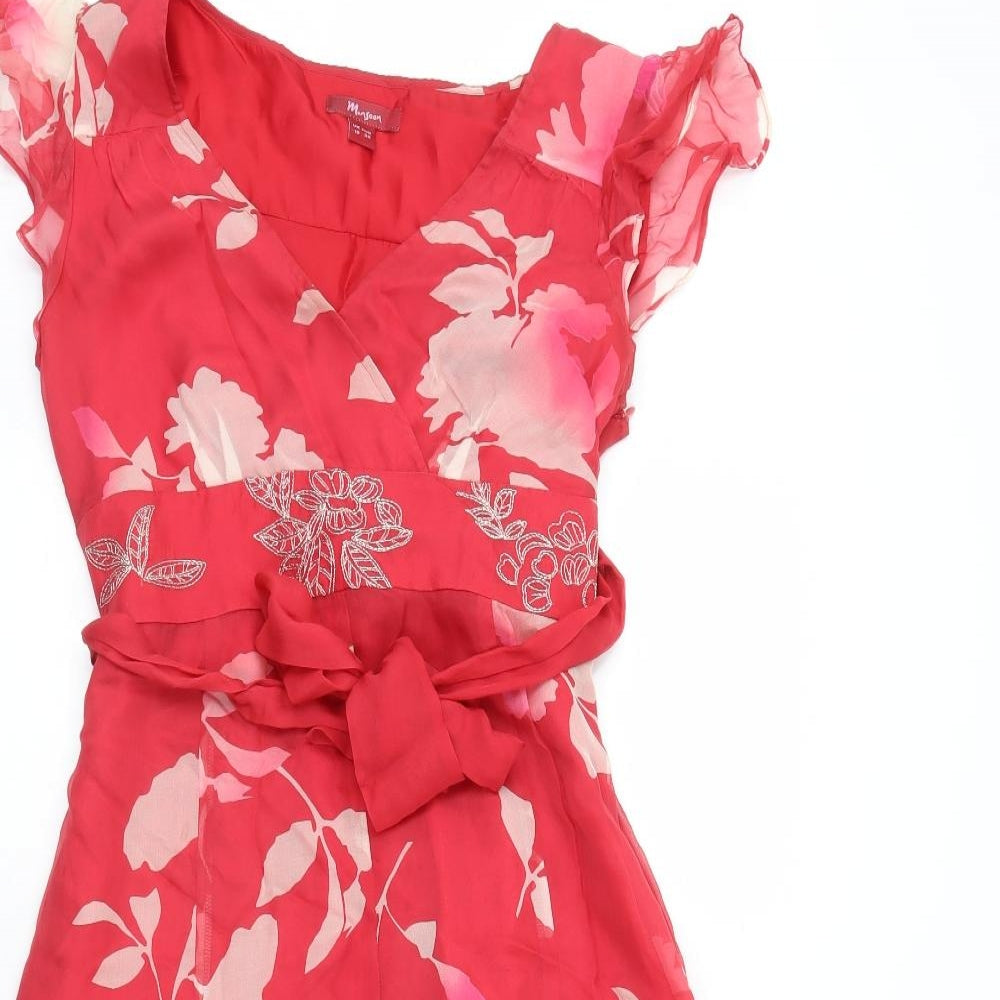 Monsoon Womens Red Floral  Fit & Flare  Size 10