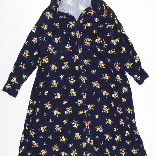 M&S Womens Black Floral  Shirt Dress  Size 22