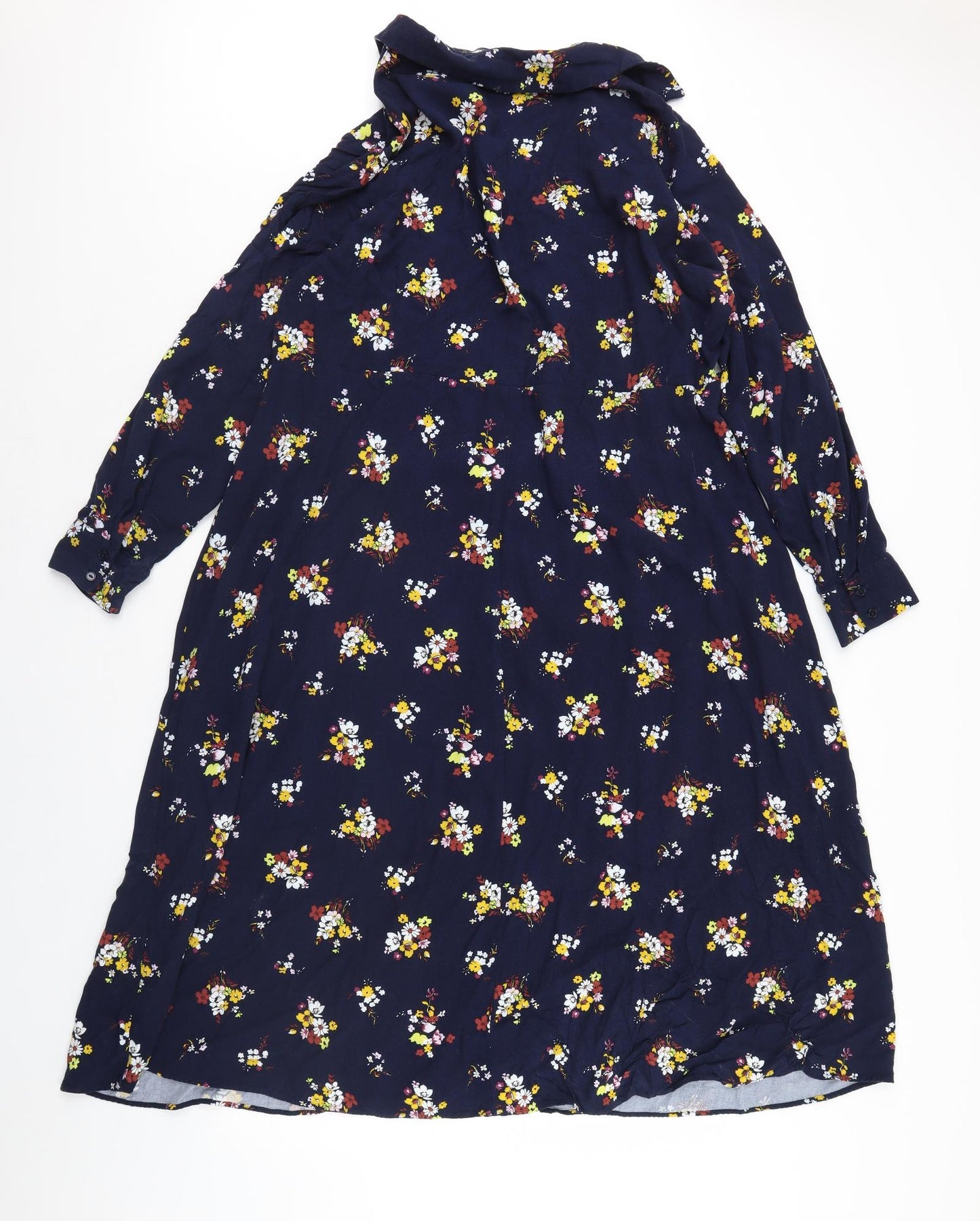 M&S Womens Black Floral  Shirt Dress  Size 22