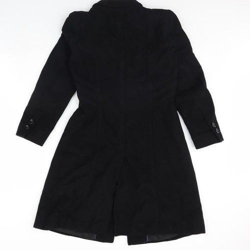 M&S Womens Black   Overcoat Coat Size 12  - Shoulder Pads