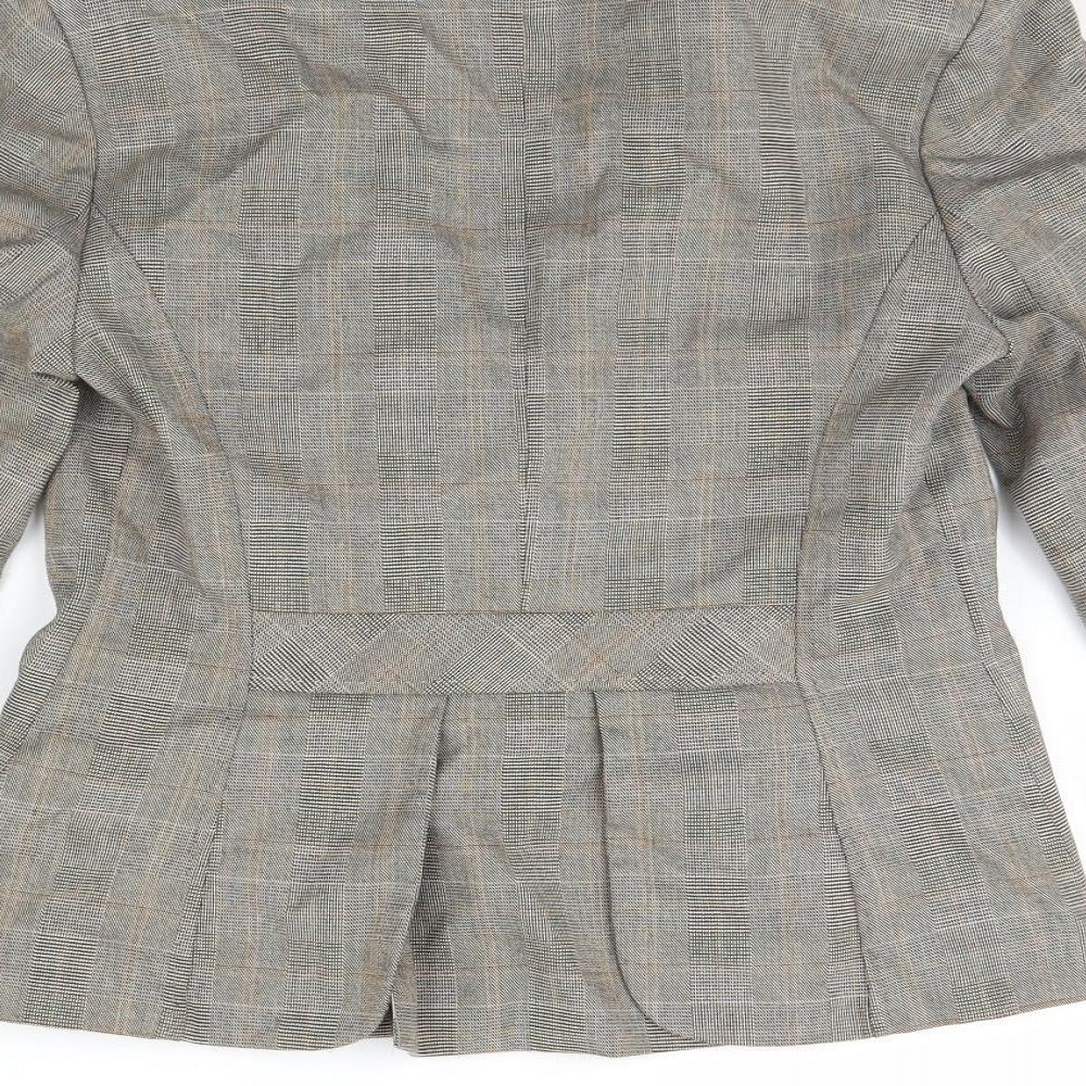 NEXT Womens Brown Check  Jacket Blazer Size 12  - Shoulder Pads