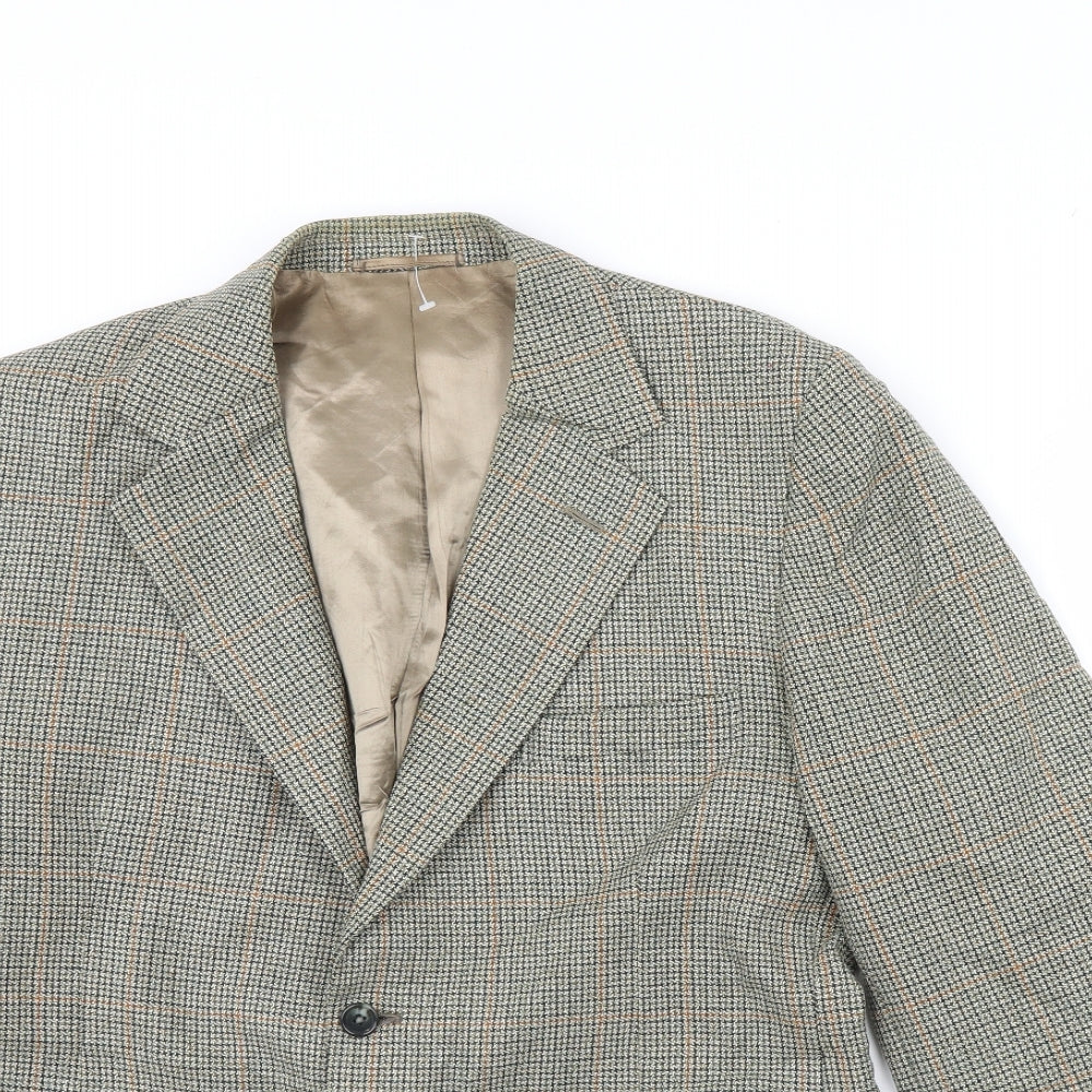 J.M  Mens Green Plaid  Jacket Blazer Size 38