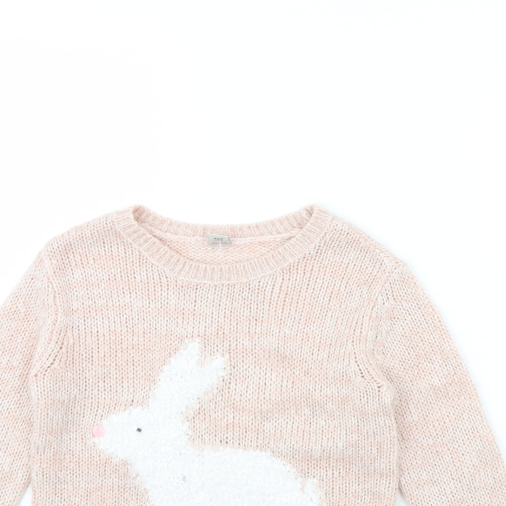 TU Girls Pink   Pullover Jumper Size 8 Years  - Rabbit
