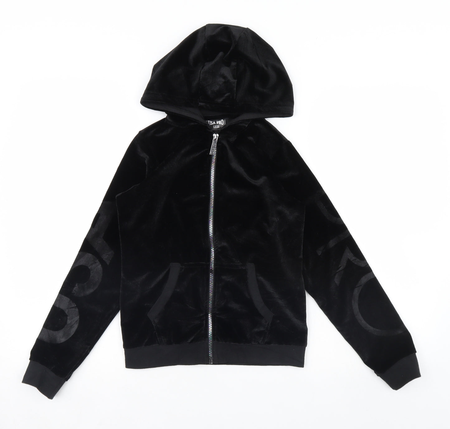USA Pro Girls Black  Velour Jacket  Size 9 Years