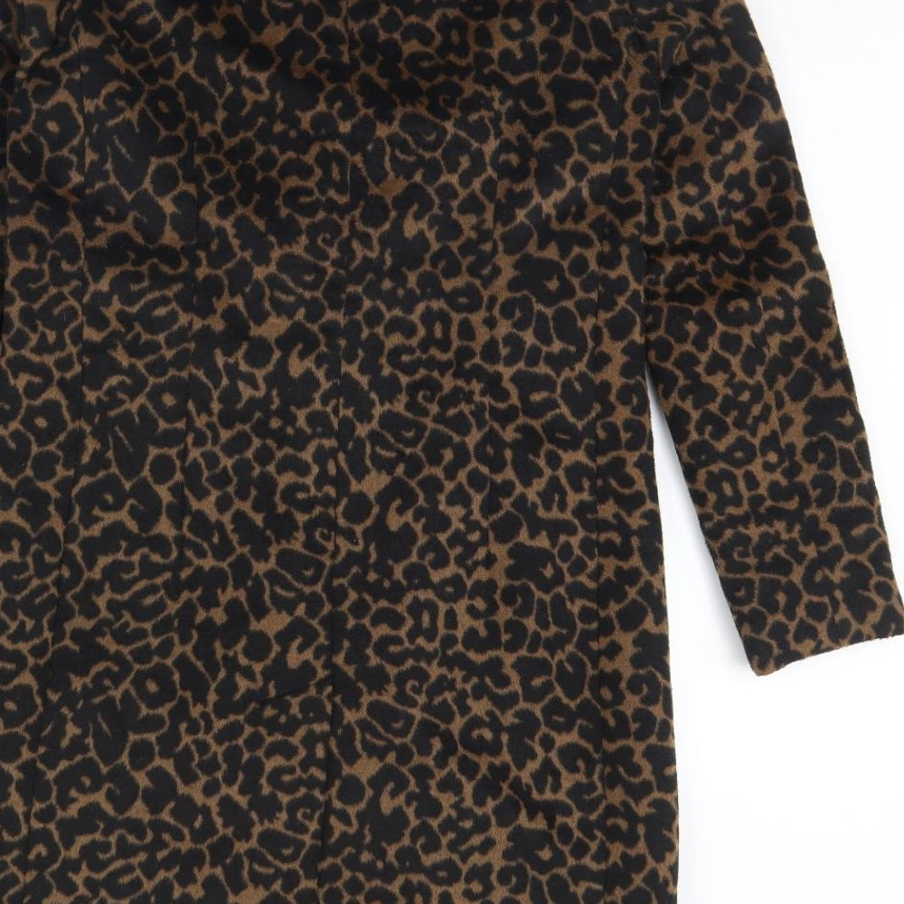 New Look Womens Brown Animal Print  Jacket Coat Size 10  - Shoulder Pads