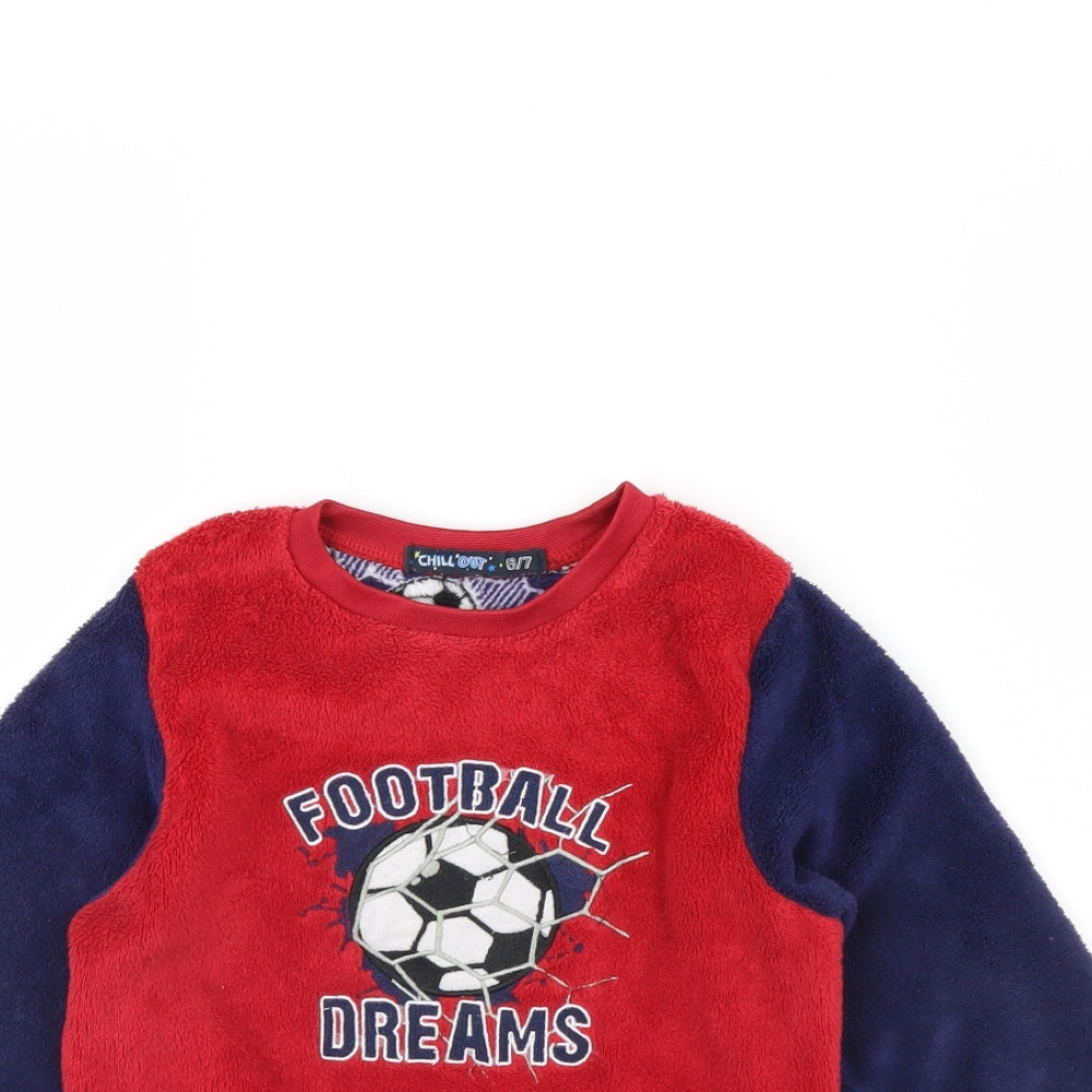 Chill Out Boys Red Solid   Pyjama Top Size 6 Years  - Football
