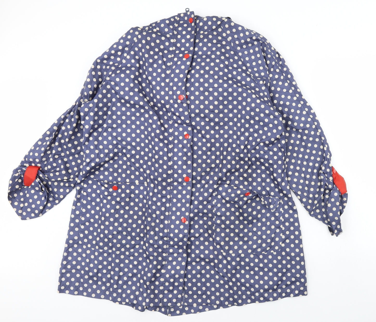 Laura Ashley Womens Blue Polka Dot  Rain Coat Jacket Size M