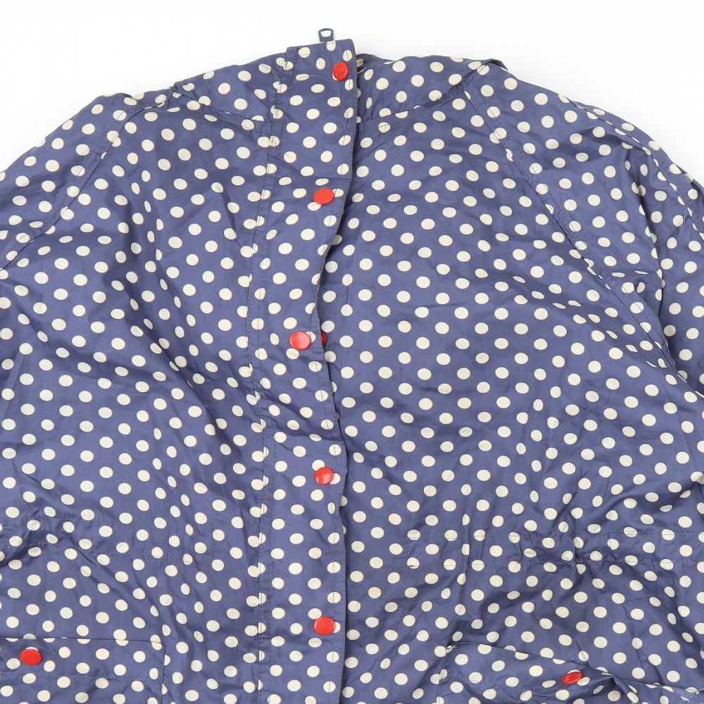 Laura Ashley Womens Blue Polka Dot  Rain Coat Jacket Size M