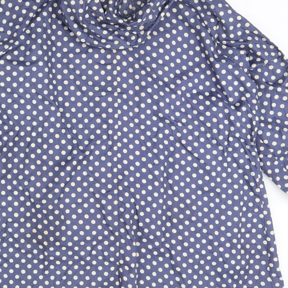 Laura Ashley Womens Blue Polka Dot  Rain Coat Jacket Size M