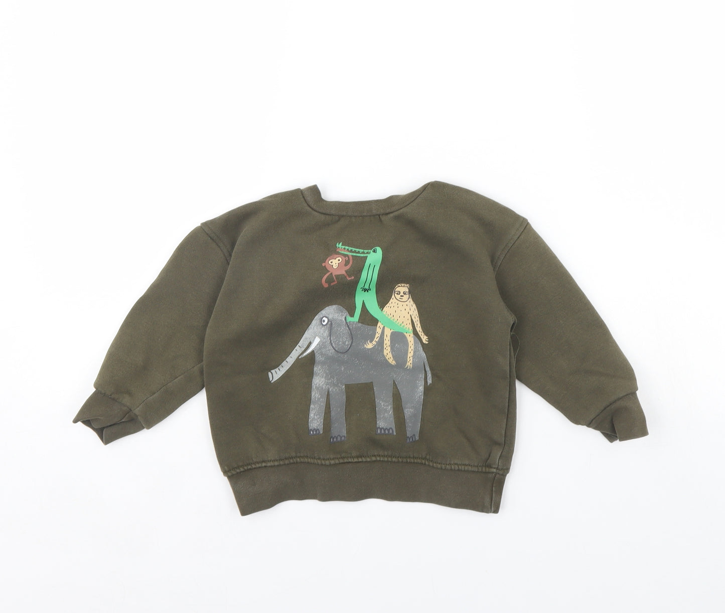 NEXT Boys Green   Pullover Jumper Size 2 Years  - Jungle Animals