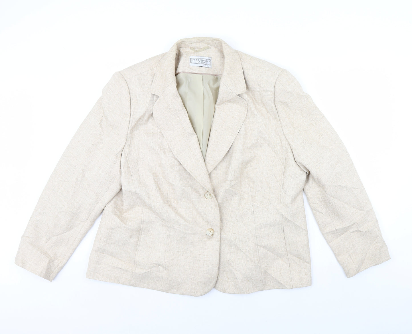 Debenhams Womens Beige   Jacket Blazer Size 22  - Shoulder Pads