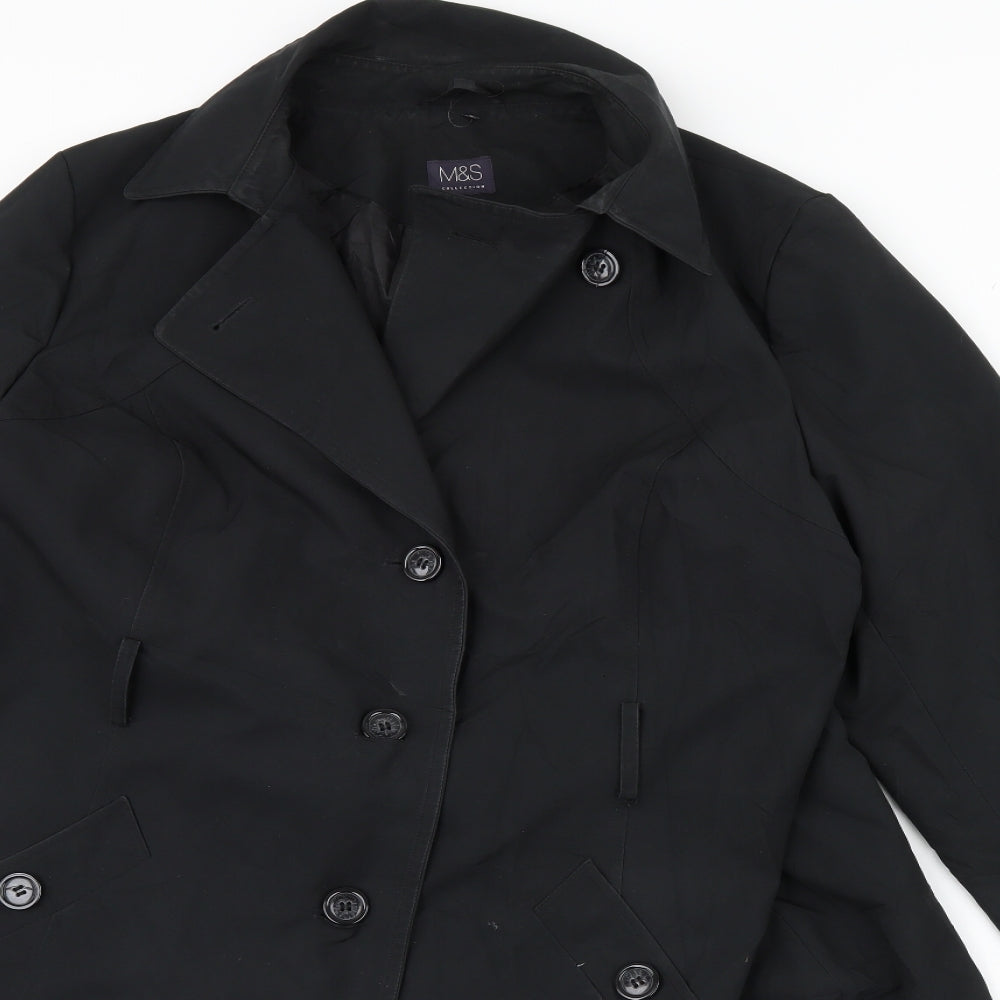 M&S Womens Black   Overcoat Coat Size 20