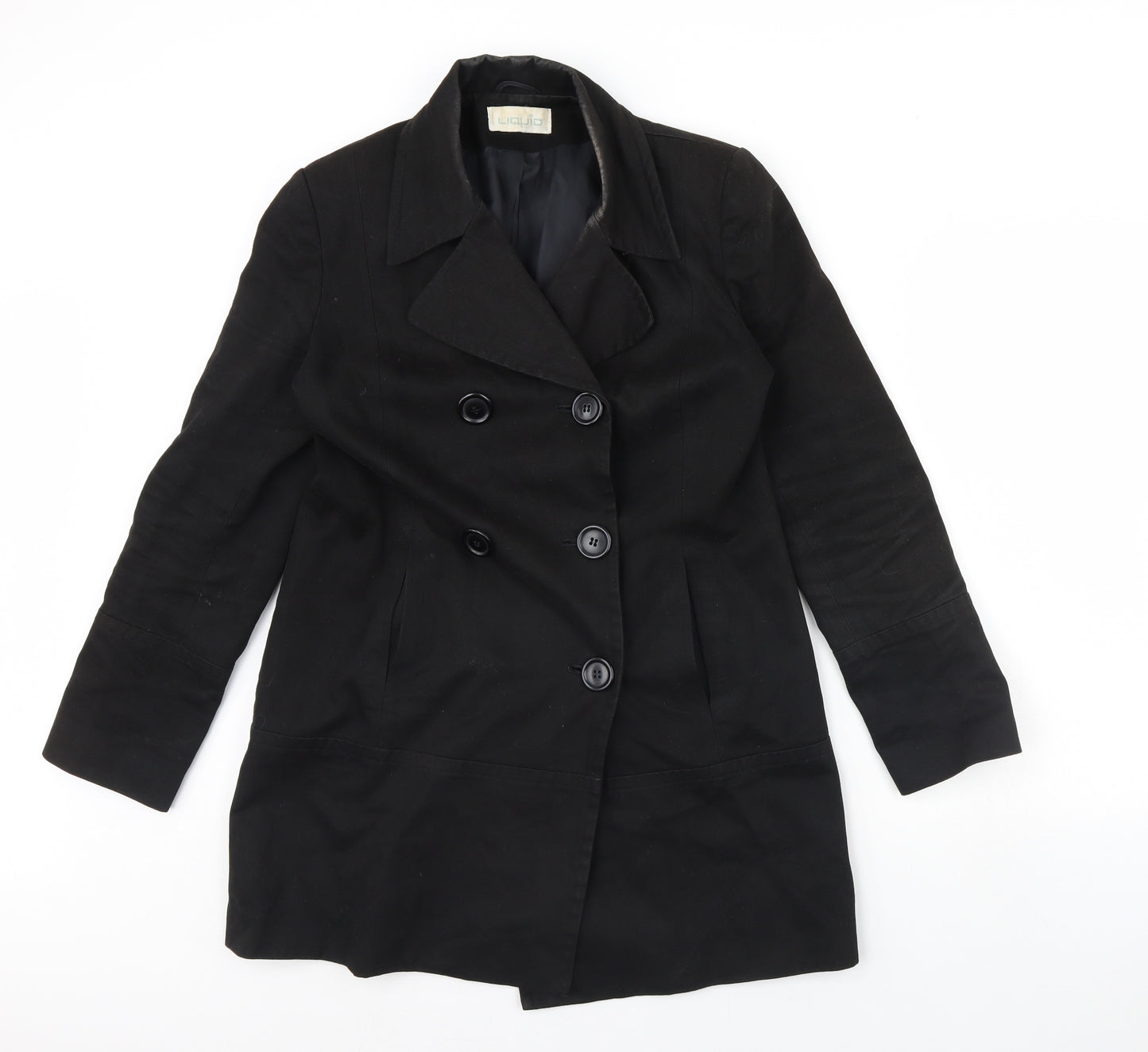 Liquid Womens Black   Overcoat Coat Size 12  - Shoulder Pads