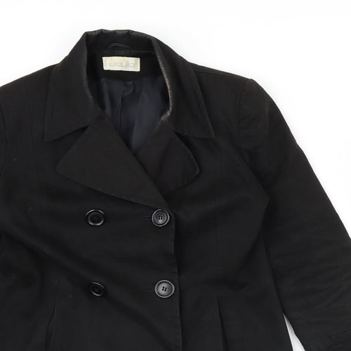 Liquid Womens Black   Overcoat Coat Size 12  - Shoulder Pads