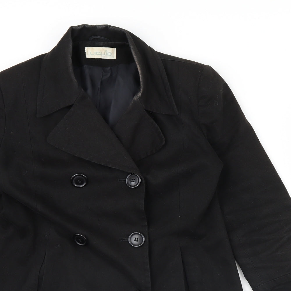 Liquid Womens Black   Overcoat Coat Size 12  - Shoulder Pads