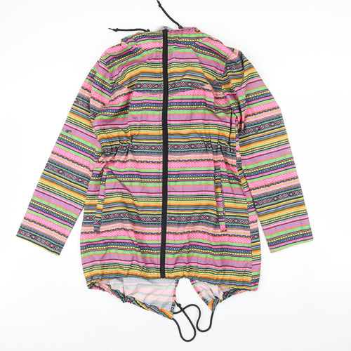 Denim co Womens Black Striped  Rain Coat Coat Size S