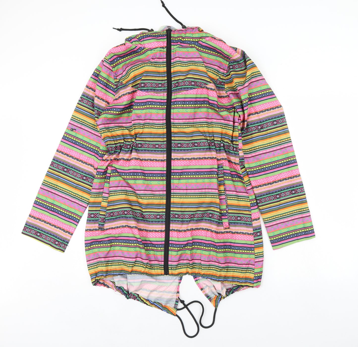 Denim co Womens Black Striped  Rain Coat Coat Size S
