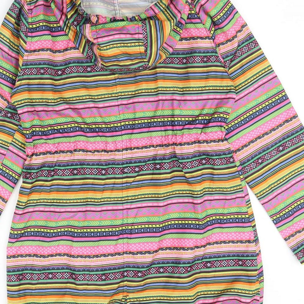 Denim co Womens Black Striped  Rain Coat Coat Size S