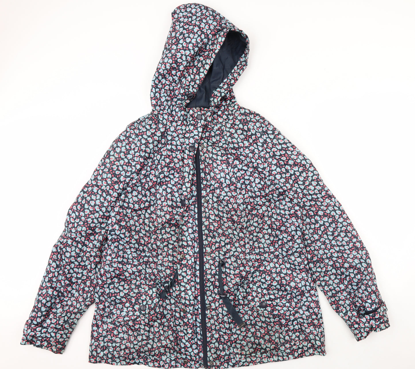Maine Womens Blue Floral  Rain Coat Coat Size 20