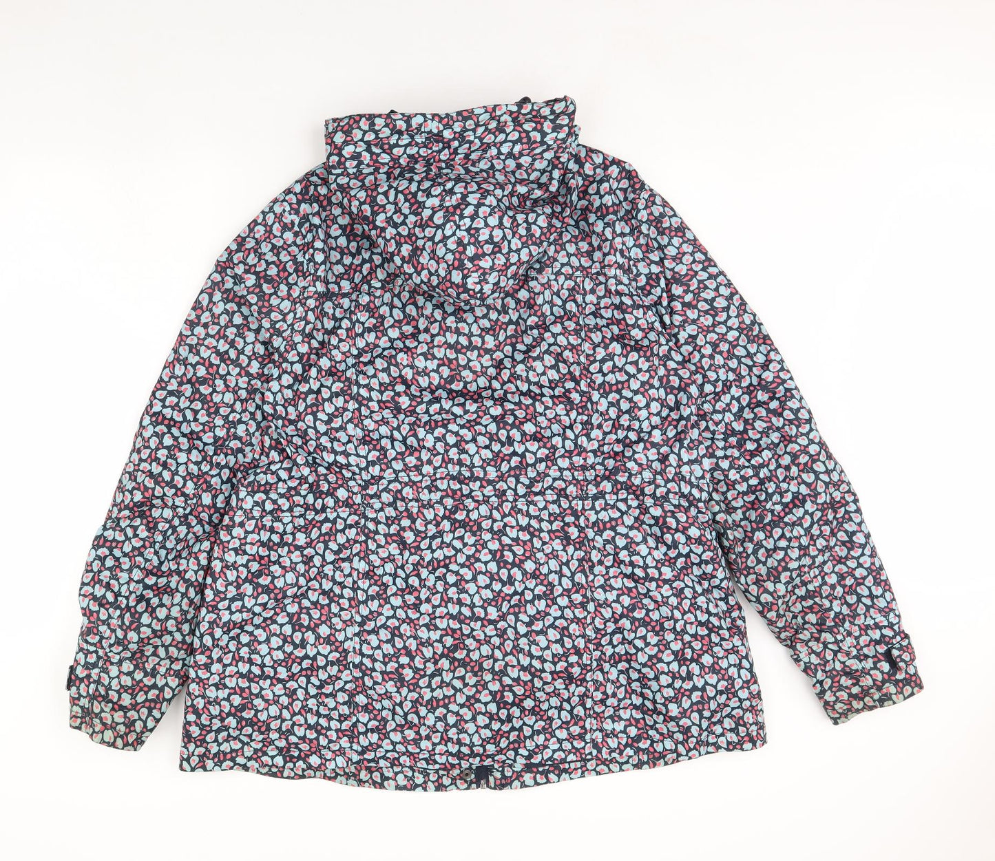 Maine Womens Blue Floral  Rain Coat Coat Size 20