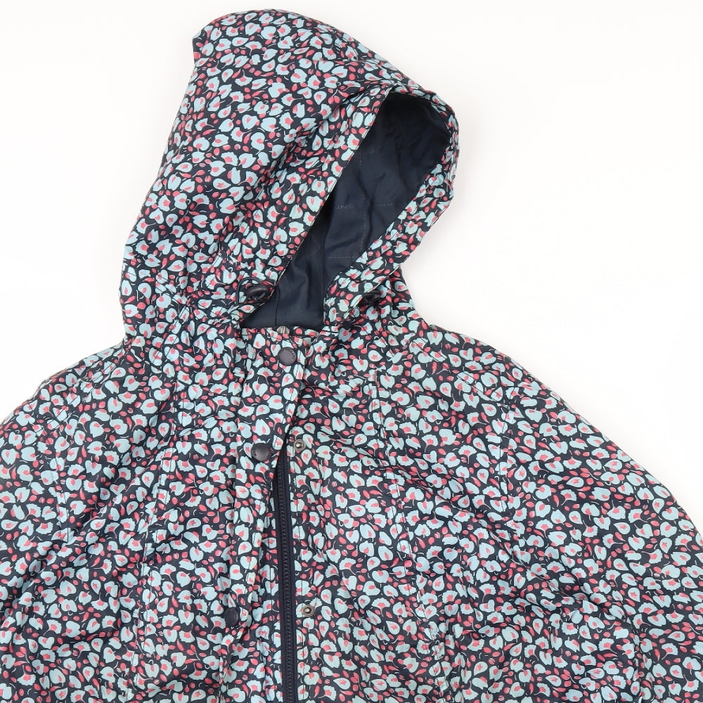 Maine Womens Blue Floral  Rain Coat Coat Size 20