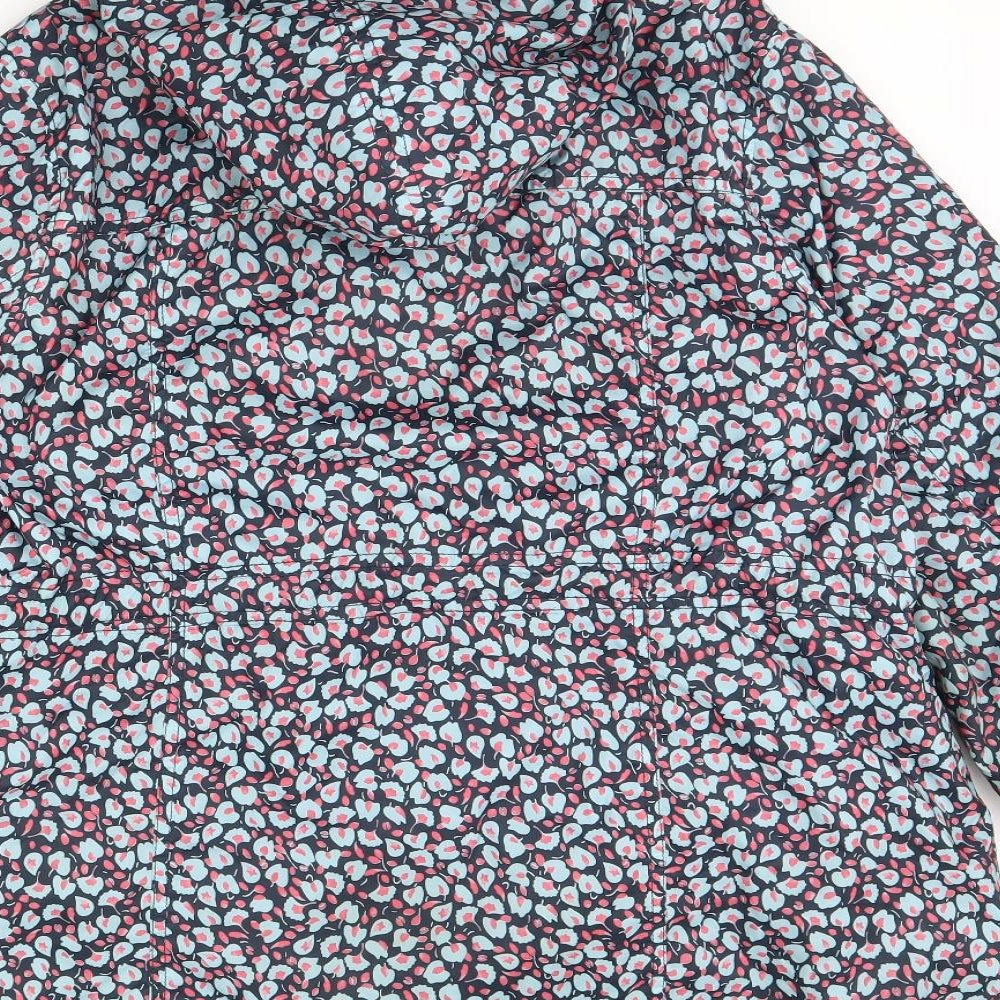 Maine Womens Blue Floral  Rain Coat Coat Size 20