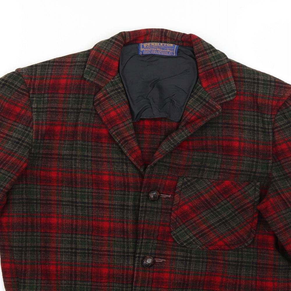 Pendleton Womens Red Check  Jacket Blazer Size L
