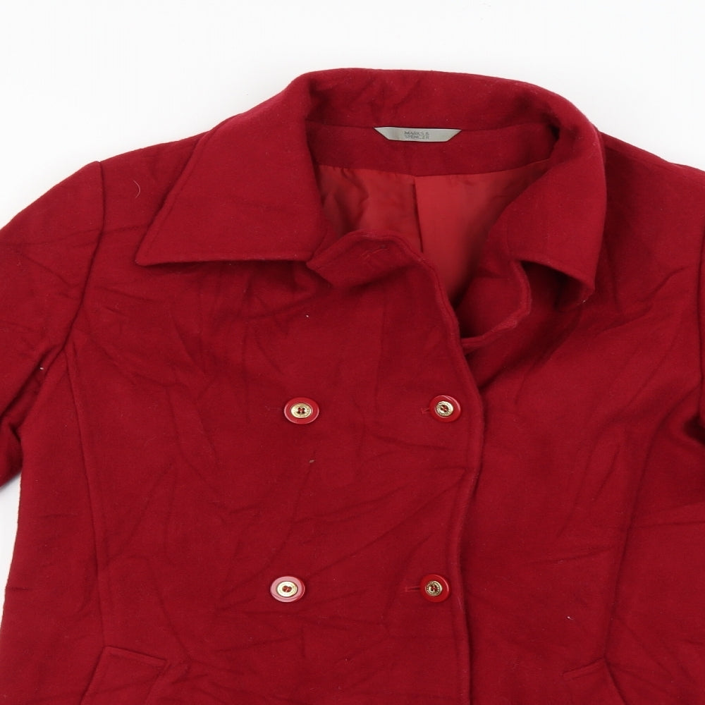 Marks and Spencer Womens Red   Pea Coat Coat Size 12