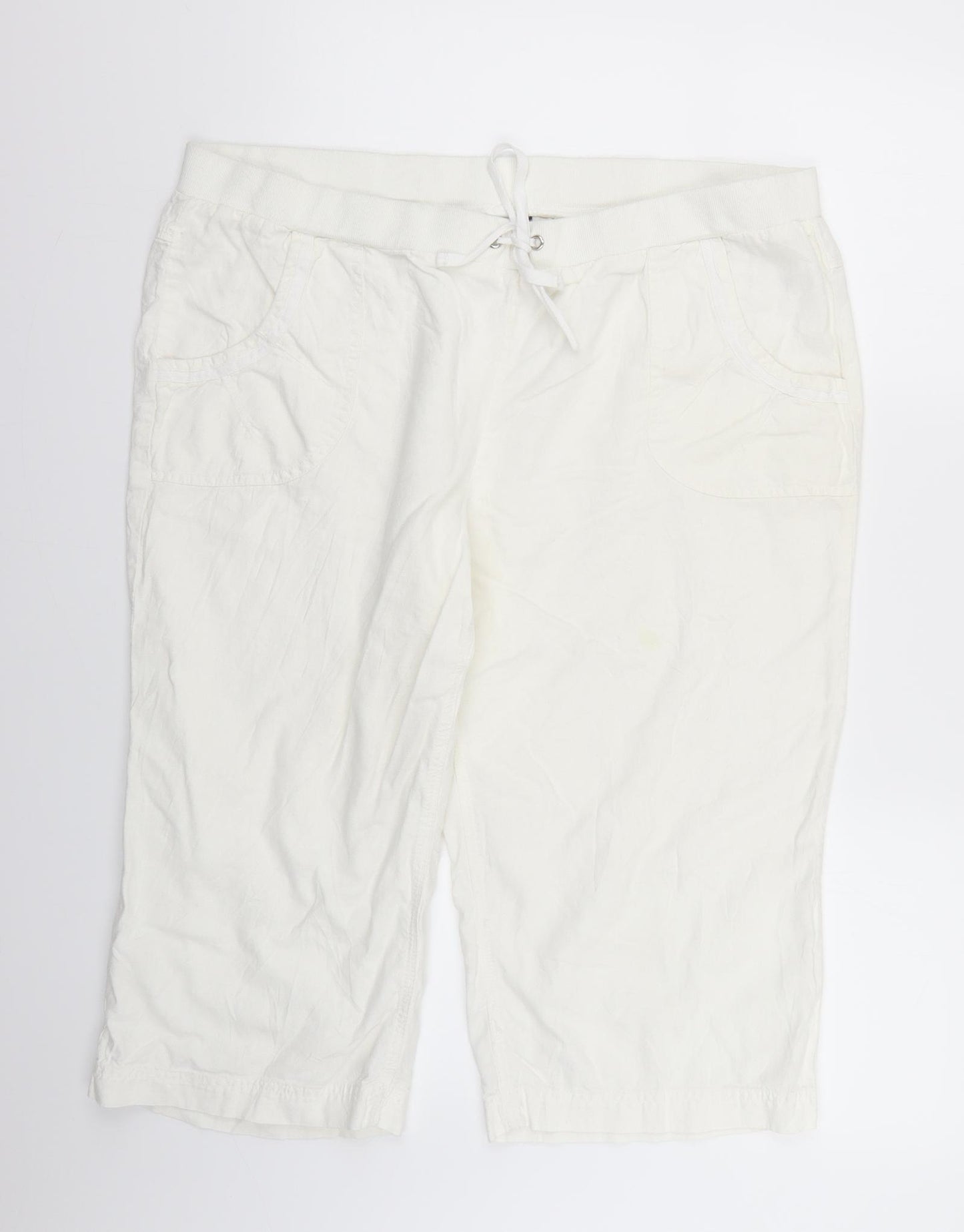 rivera Womens White   Cropped Trousers Size 18 L20 in