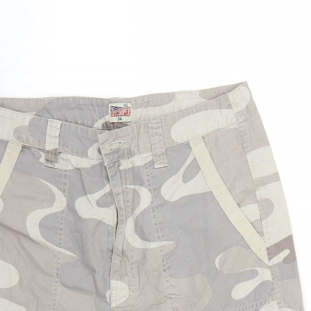 Lee Cooper Mens Grey Geometric  Sweat Shorts Size 34
