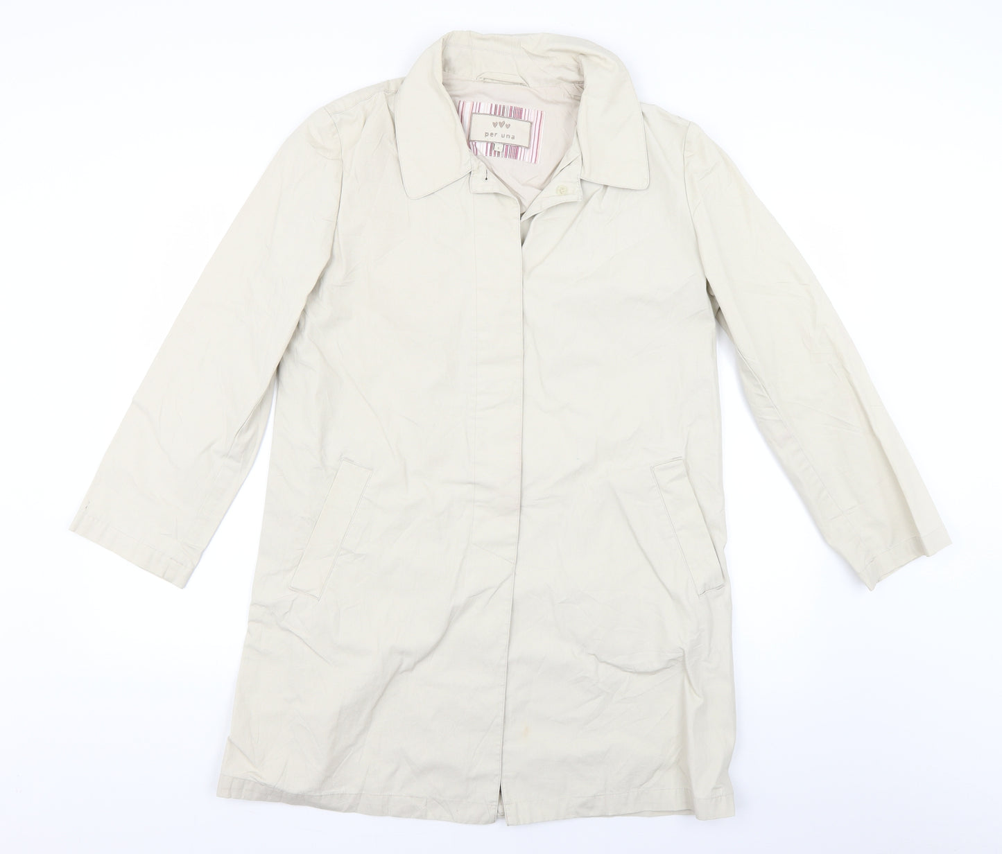 Per Una Womens Beige   Overcoat Coat Size S