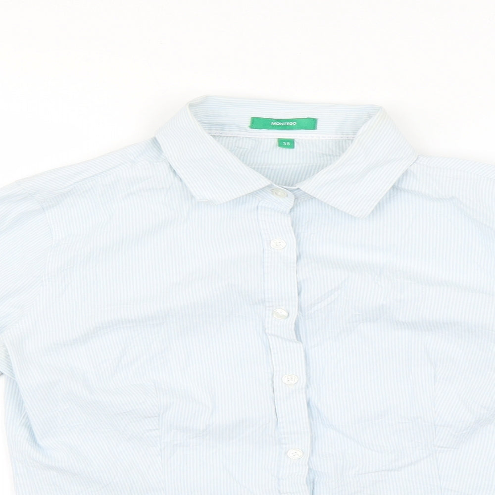 Montego  Mens Blue Striped   Dress Shirt Size 38