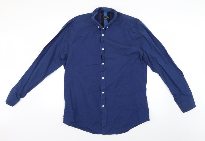 Zara Mens Blue Dress Shirt Size 42