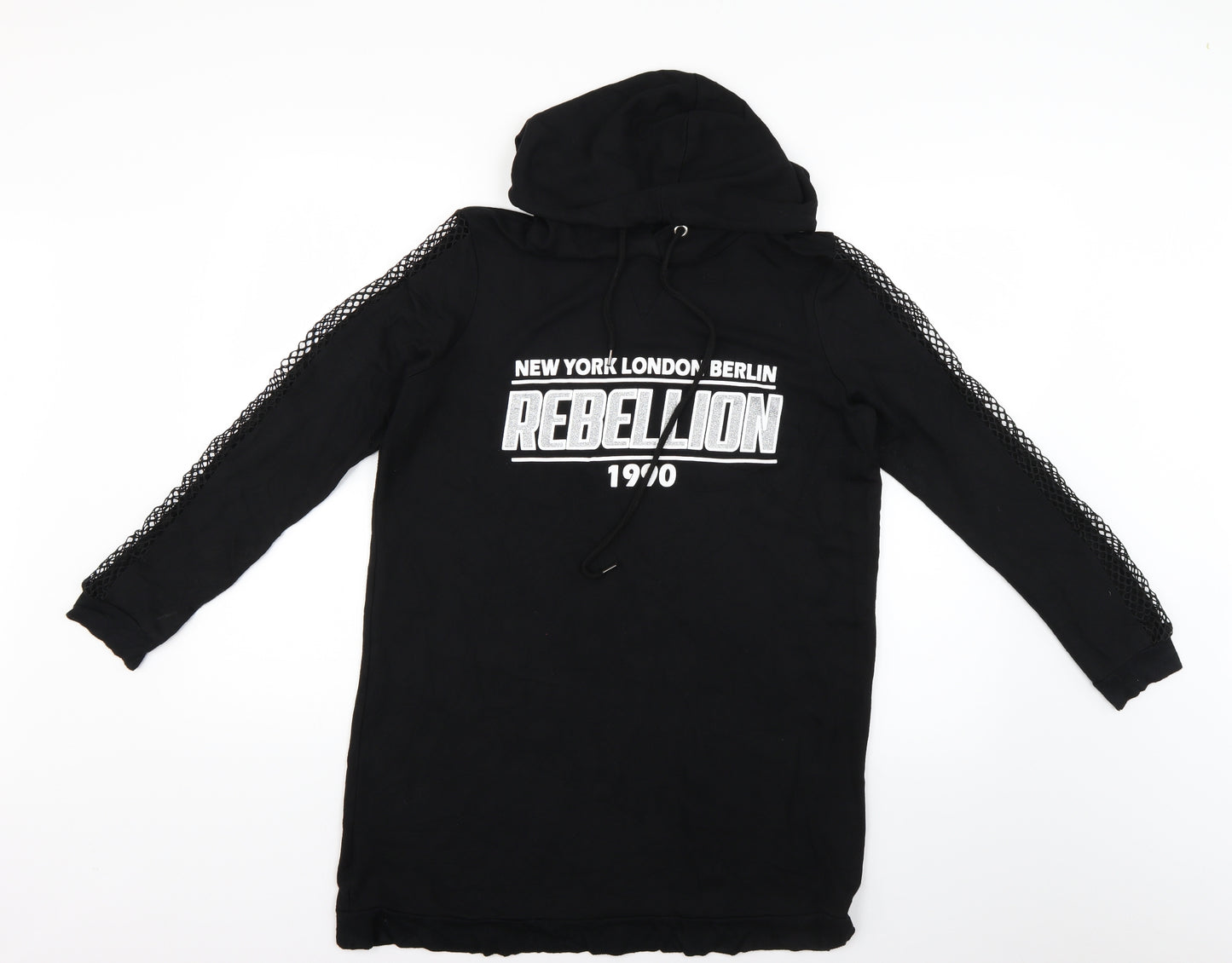 Select Womens Black Geometric  Pullover Hoodie Size 14