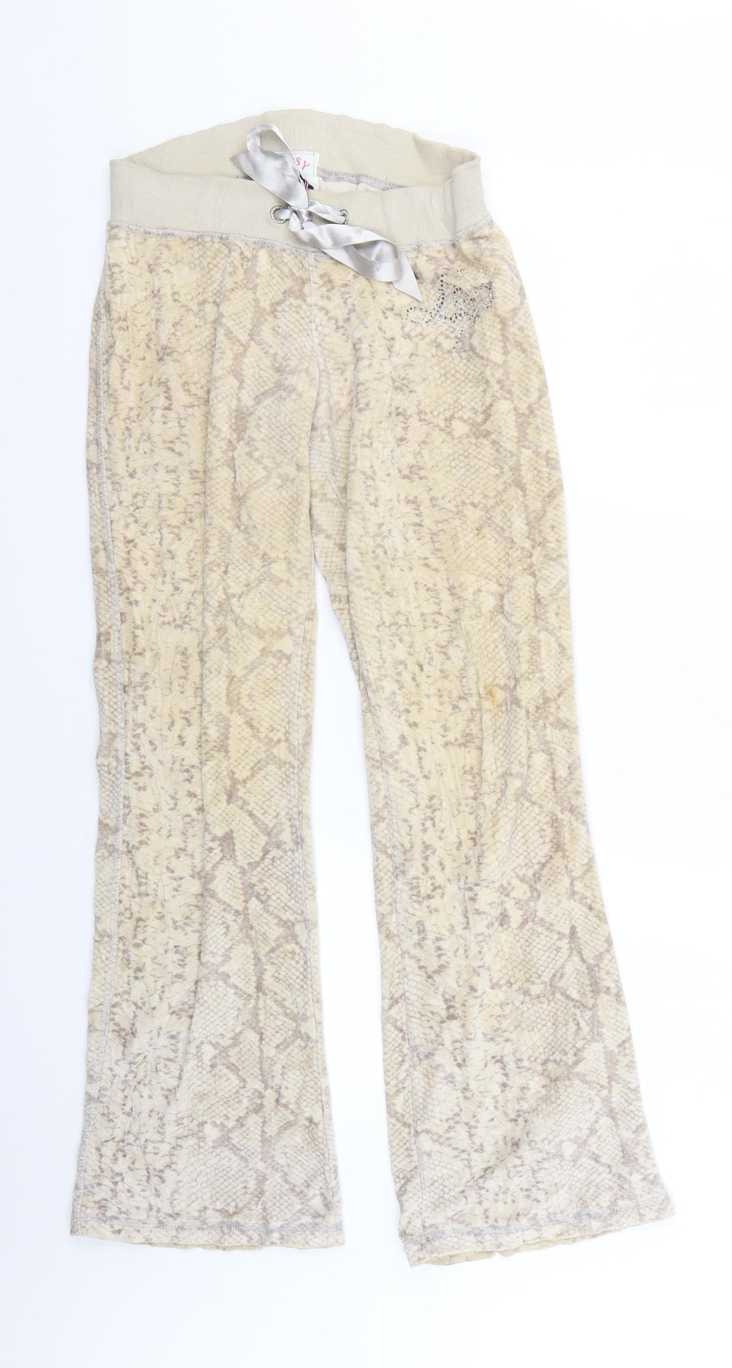 Lipsy Womens Beige Geometric  Jogger Trousers Size 6 L27 in
