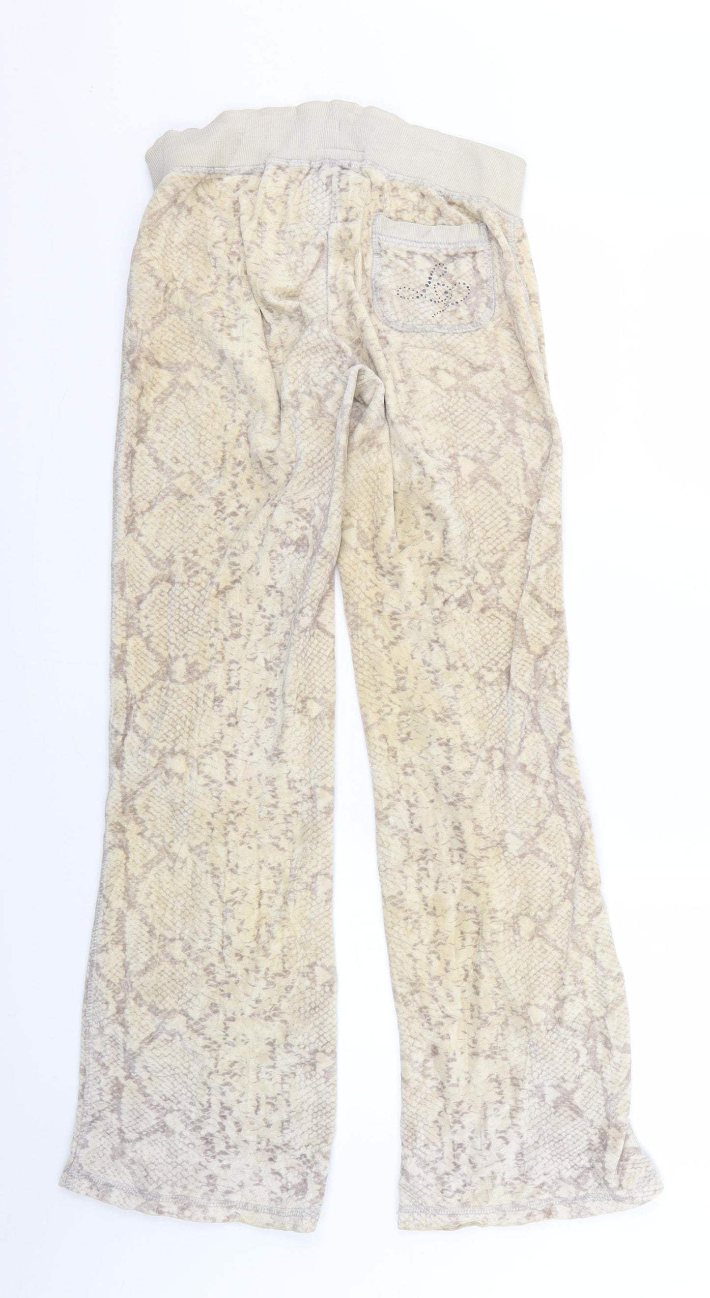 Lipsy Womens Beige Geometric  Jogger Trousers Size 6 L27 in