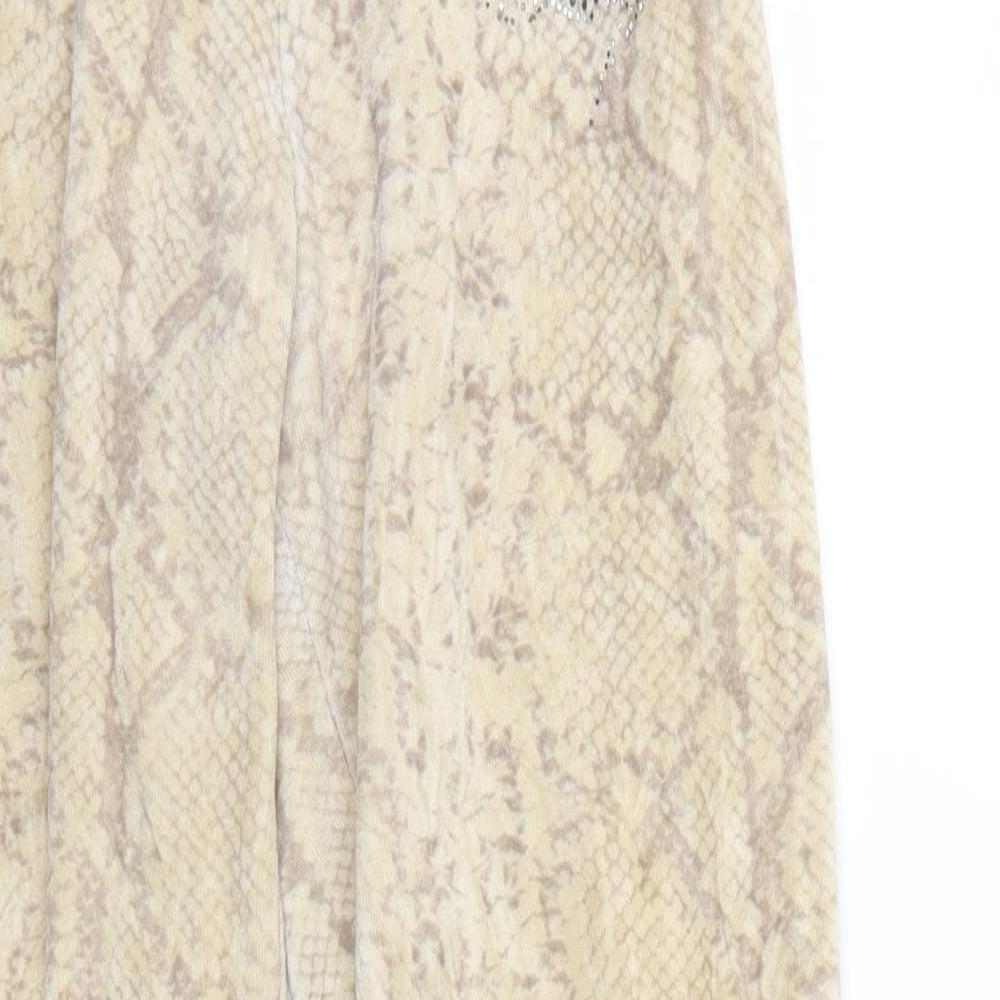 Lipsy Womens Beige Geometric  Jogger Trousers Size 6 L27 in