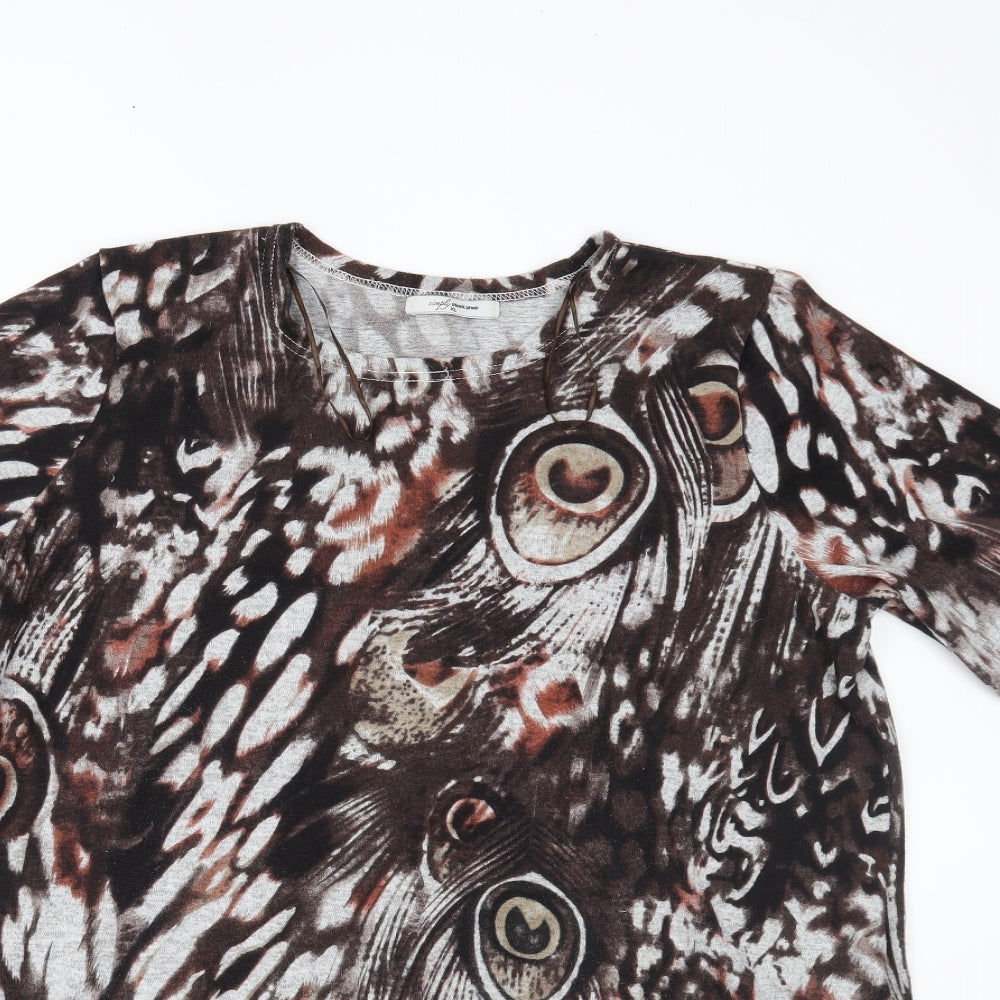 Simply Stock Shop Womens Beige Animal Print  Basic Blouse Size XL