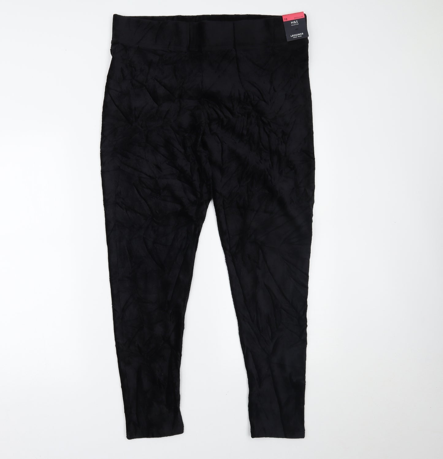 Marks and Spencer Womens Black  Velour  Leggings Size 18 L26 in