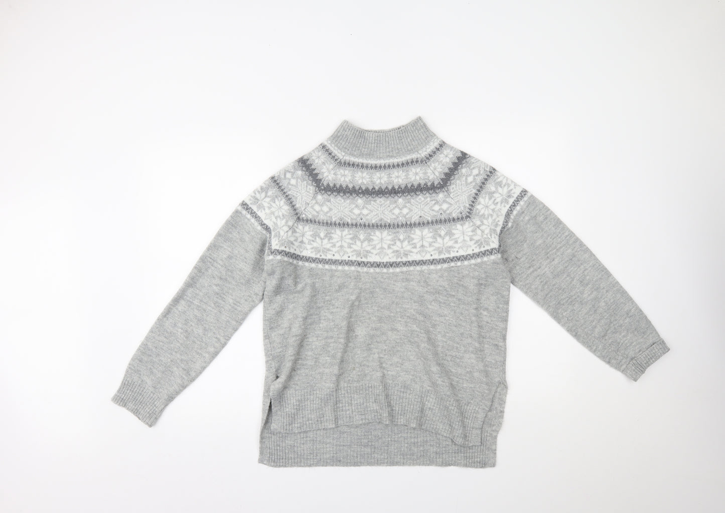 George Womens Grey Fair Isle  Pullover Jumper Size 10