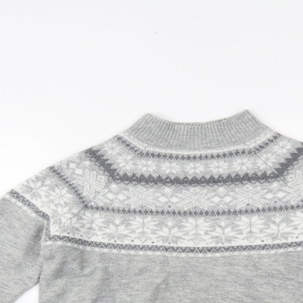 George Womens Grey Fair Isle  Pullover Jumper Size 10