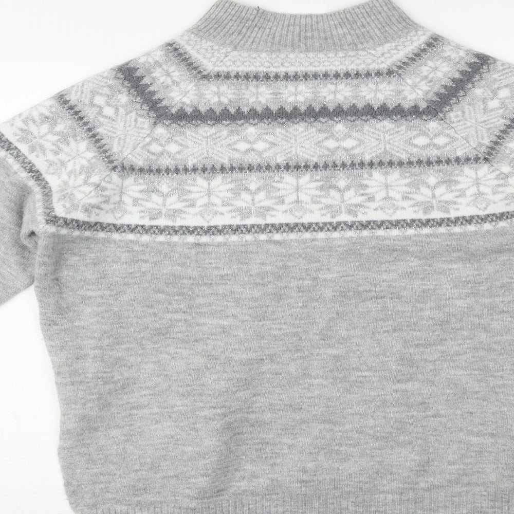 George Womens Grey Fair Isle  Pullover Jumper Size 10