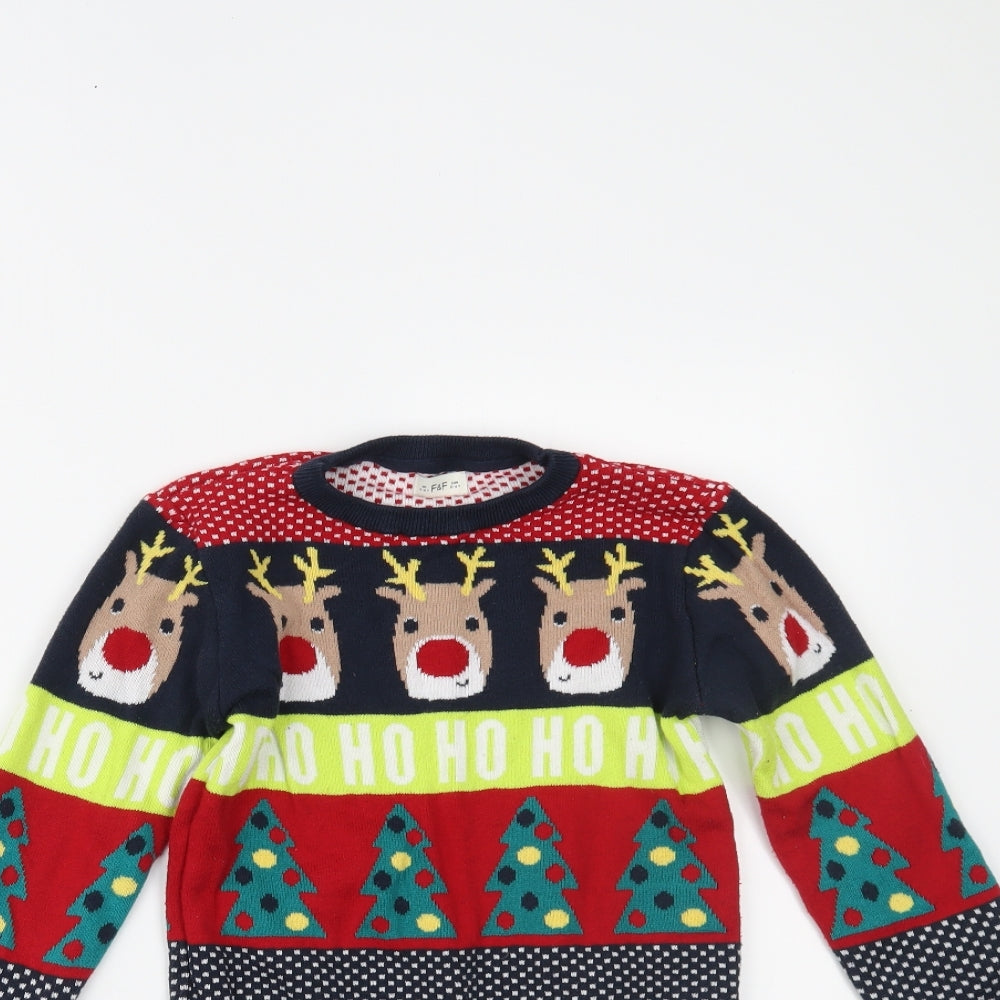 F&F Boys Multicoloured   Pullover Jumper Size 5-6 Years  - christmas