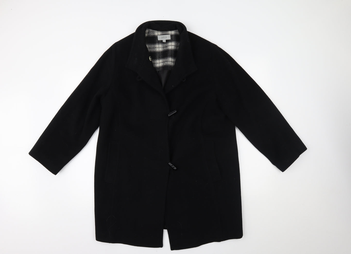 Marks and Spencer Womens Black   Overcoat Coat Size 18