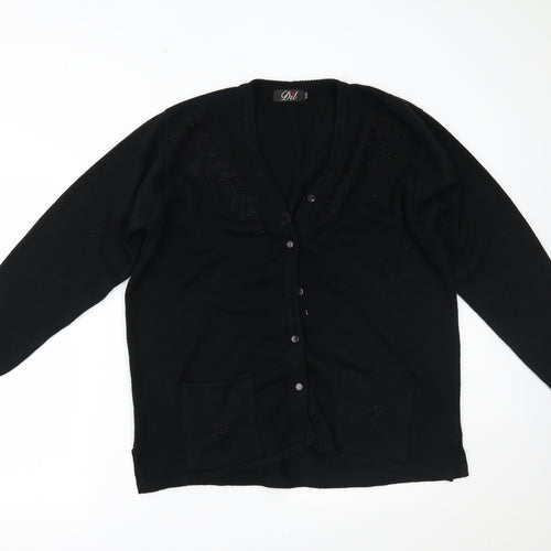 Dil Womens Black   Cardigan Jumper Size XL